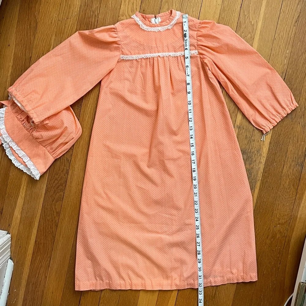 70s Vintage Handmade Girls Bicentennial Little House Prairie Dress & Bonnet - Picture 7 of 12